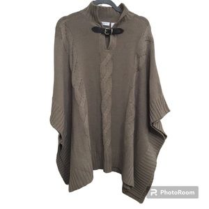 Liz Claiborne Women’s Light Brown Wool Blend Poncho Sweater With Buckle Size 2X